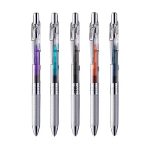 Kit 05 Canetas Gel Energel Infree Pentel 0.7mm Ponta Fina Coloridas Tecnologia Japonesa