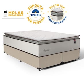 Cama Box com Colchão de Molas Ensacadas Pillow Top Supreme Lux Queen 158cm