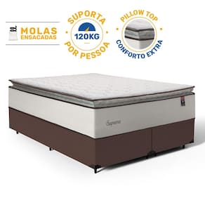 Cama Box com Colchão de Molas Ensacadas Pillow Top Supreme Lux Queen 158cm