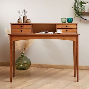 Mesa Escrivaninha Retro Madeira 4 Gavetas 1 Nicho Milano Castanho
