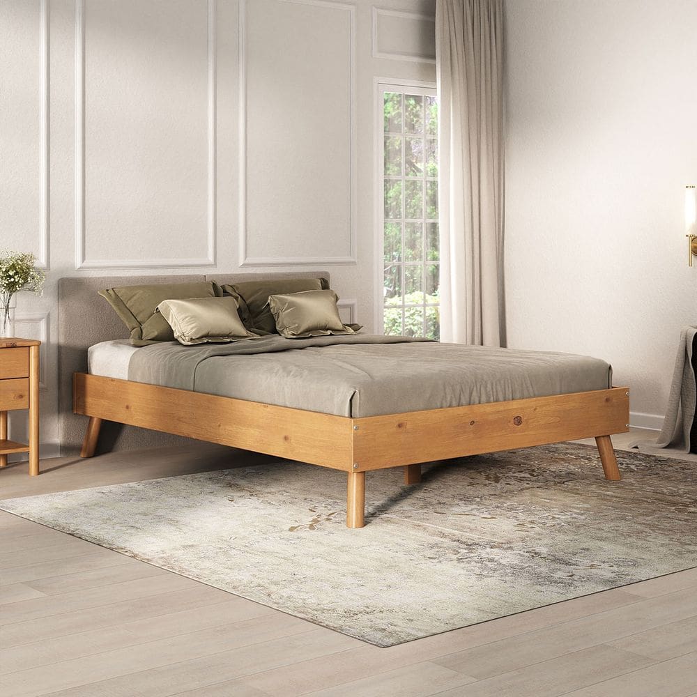 Cama de Madeira Casal Futon Baixa Moderna Freijó Karri
