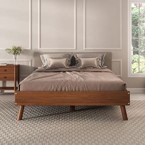 Cama Casal De Madeira Escandinava Futon Pés Inclinados Castanho Karri
