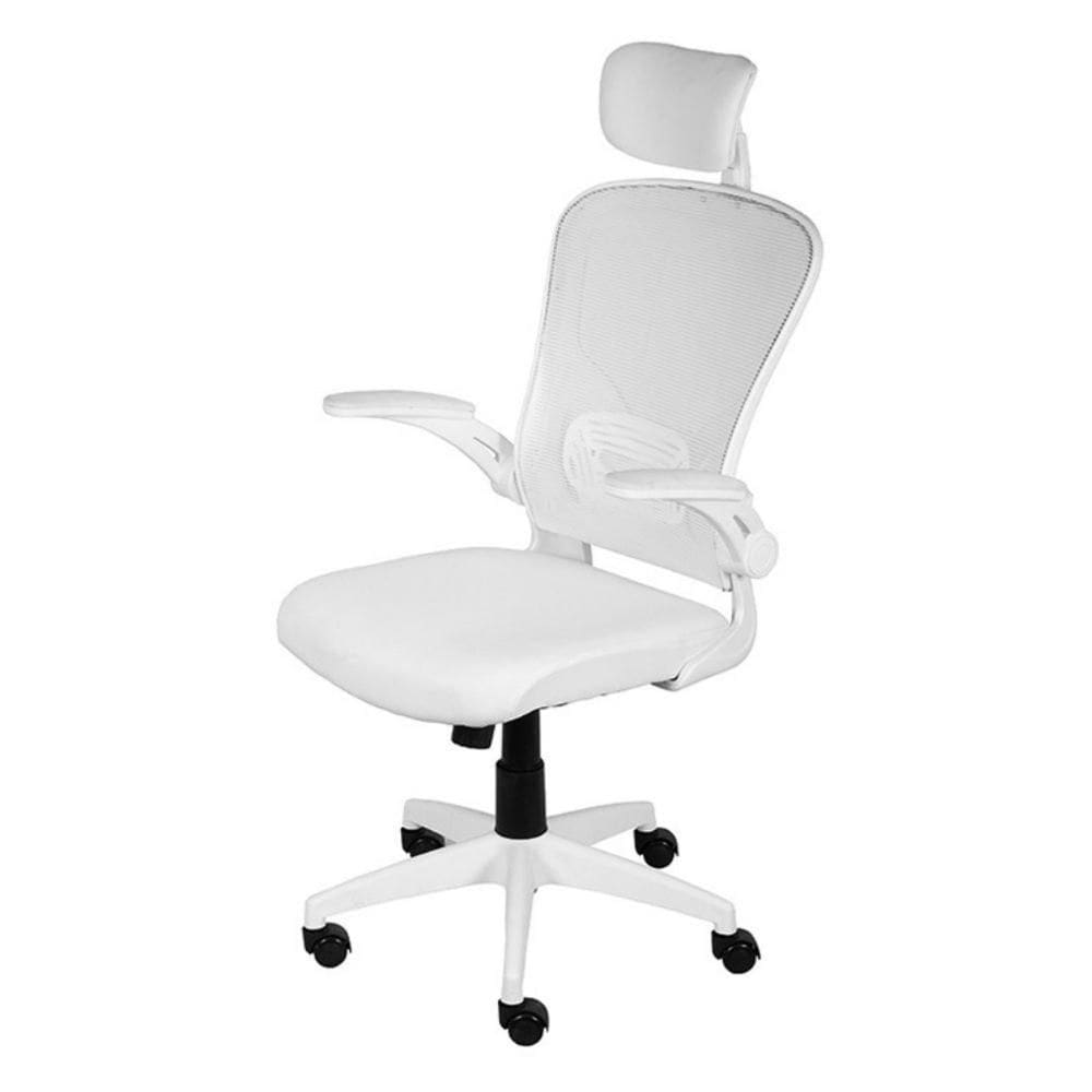Cadeira Escritório Giratória NR-17 Presidente Bogotá Or Design Tela Mesh Branca Base Branco Rodízio
