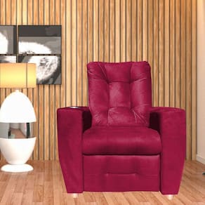 Poltrona Do Papai Reclinável Suede Porta Copo Perola Vermelho