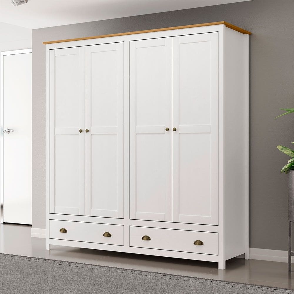 Guarda Roupa Casal 4 Portas e 2 Gavetas Topázio 9105BF Branco Freijó Finestra