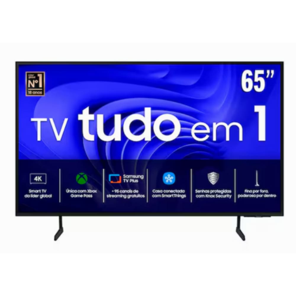 Smart TV 65” LED 4K Samsung 65DU7700 com Processador Crystal 4K, Gaming Hub, AI Energy Mode, Alexa built-in, Bluetooth, USB e HDMI