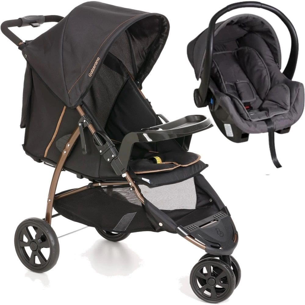 Carrinho Cross Trail Preto/Cobre + Bebe Conforto - Galzerano