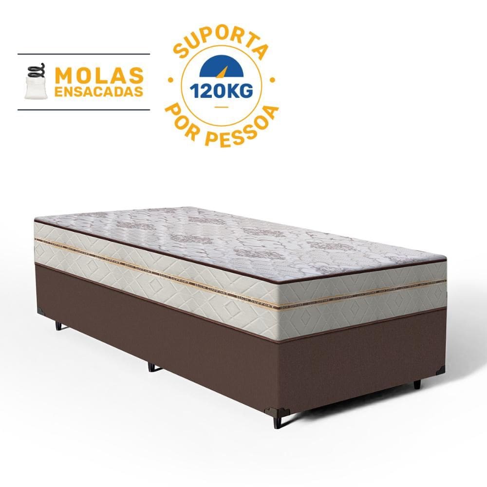 Cama Box com Colchão de Molas Ensacadas Luxury Solteiro 88cm