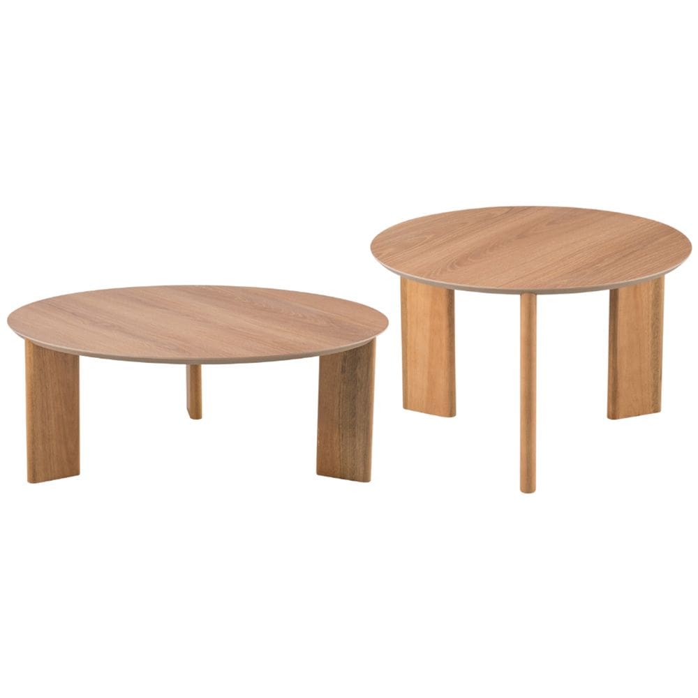 Kit 02 Mesas de Centro Para Sala de Estar Pés Madeira Bulat A03 Hanover Roble - Lyam Decor
