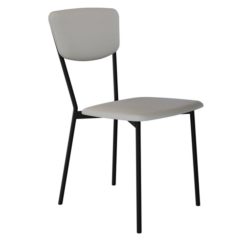 Cadeira Estofada Para Sala de Jantar Village Preto C01 Courino Off White - Lyam Decor