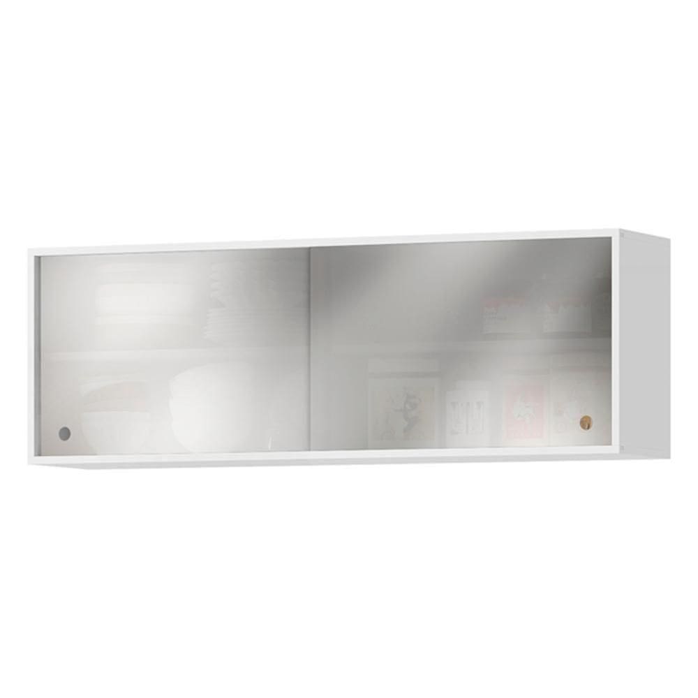 Armario Aereo 120 Cm 2 Portas Vidro Glor Agl02 Branco Neve Mxm