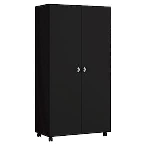 Armario Multiuso 2 Portas Com Rodizio 86 Cm Ar70 Preto Dtall
