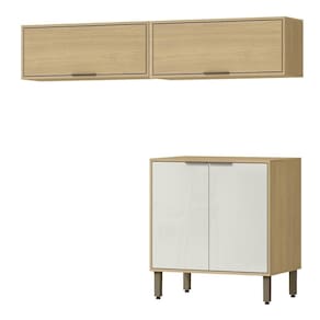 Cozinha Modulada 3 Modulos 160 Cm Glor Castanho Off White Mxm