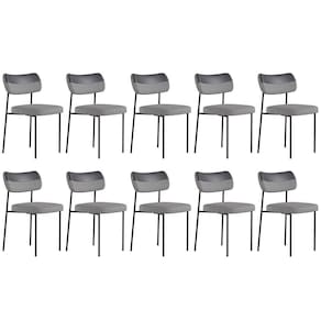 Kit 10 Cadeiras Estofadas Milli Sintético/linho A14 Preto/cinza - Mpozenato