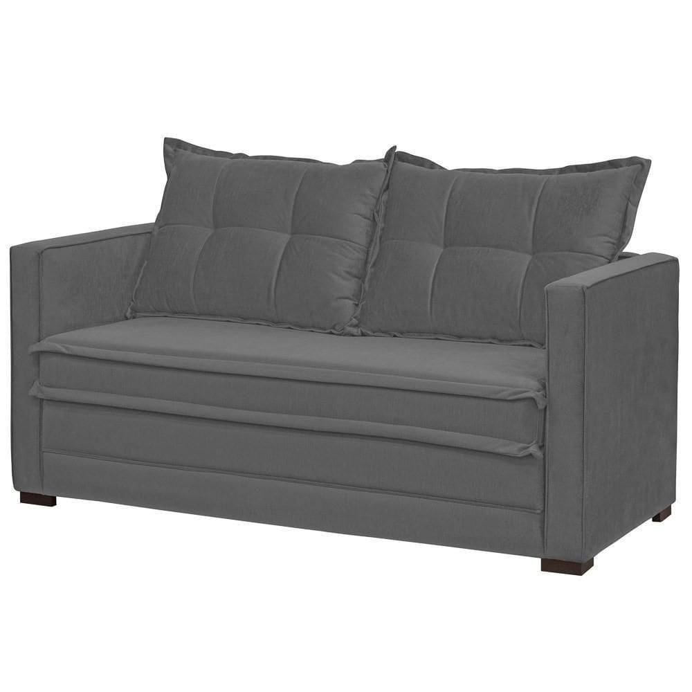 Sofá Cama Casal Articulável 2 Lugares Londres Suede Cinza Escuro - D`monegatto