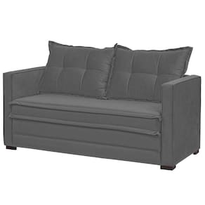 Sofá Cama Casal Articulável 2 Lugares Londres Suede Cinza Escuro - D`monegatto