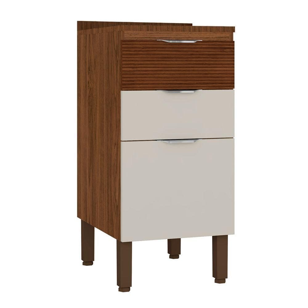 Balcão De Cozinha Com Tampo 40cm Dora Z06 Nogueira/off White - Mpozenato