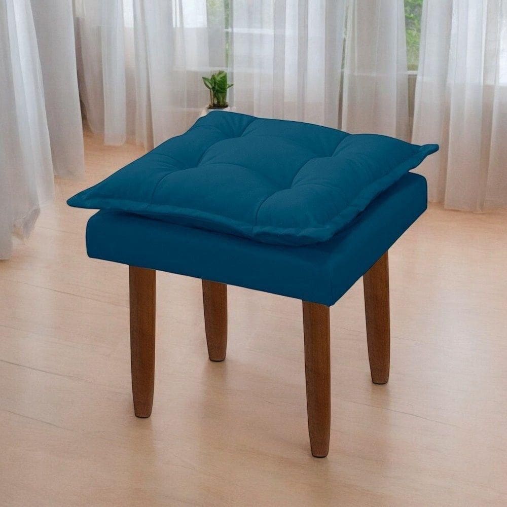 Puff Maria Para Sala De Tv E Estar Quarto Confortável Suede Azul Marinho Mabe Magazine