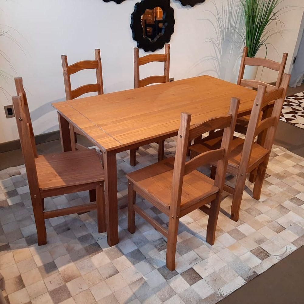 Conjunto Sala Jantar Mesa 6 Cadeiras Madeira Marin Brasil
