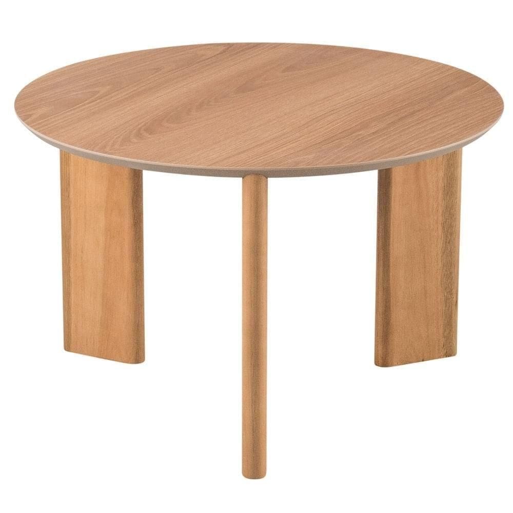 Mesa De Centro Redonda Orgânica Chanfrada Artesano 60 Cm (larg) Mdp Hanover (mel) Pés Madeira Maciça
