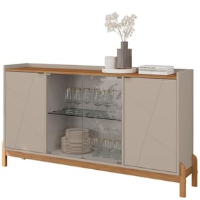 Balcao Buffet 50528 Porta De Vidro 168cm Off White Cedro Dcasa Off White Cedro