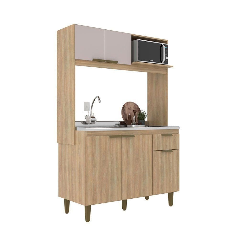 Cozinha Compacta Júlia 120cm J Carvalho Dourado-fume