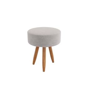 Puff Decorativo Redondo Sofisticado Sala De Estar Moderno Bege
