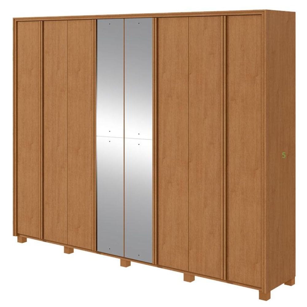 Guarda Roupa Casal Ergon 8 Portas Amêndoa Clean com Espelho e Pés – Lopas