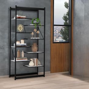 Estante Estilo Industrial Moderna Innovare Com 8 Prateleiras Preto-branco