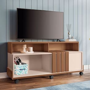Rack Bancada De Tv 50 Pol 136cm Graci Castanho/off White - Hb Móveis