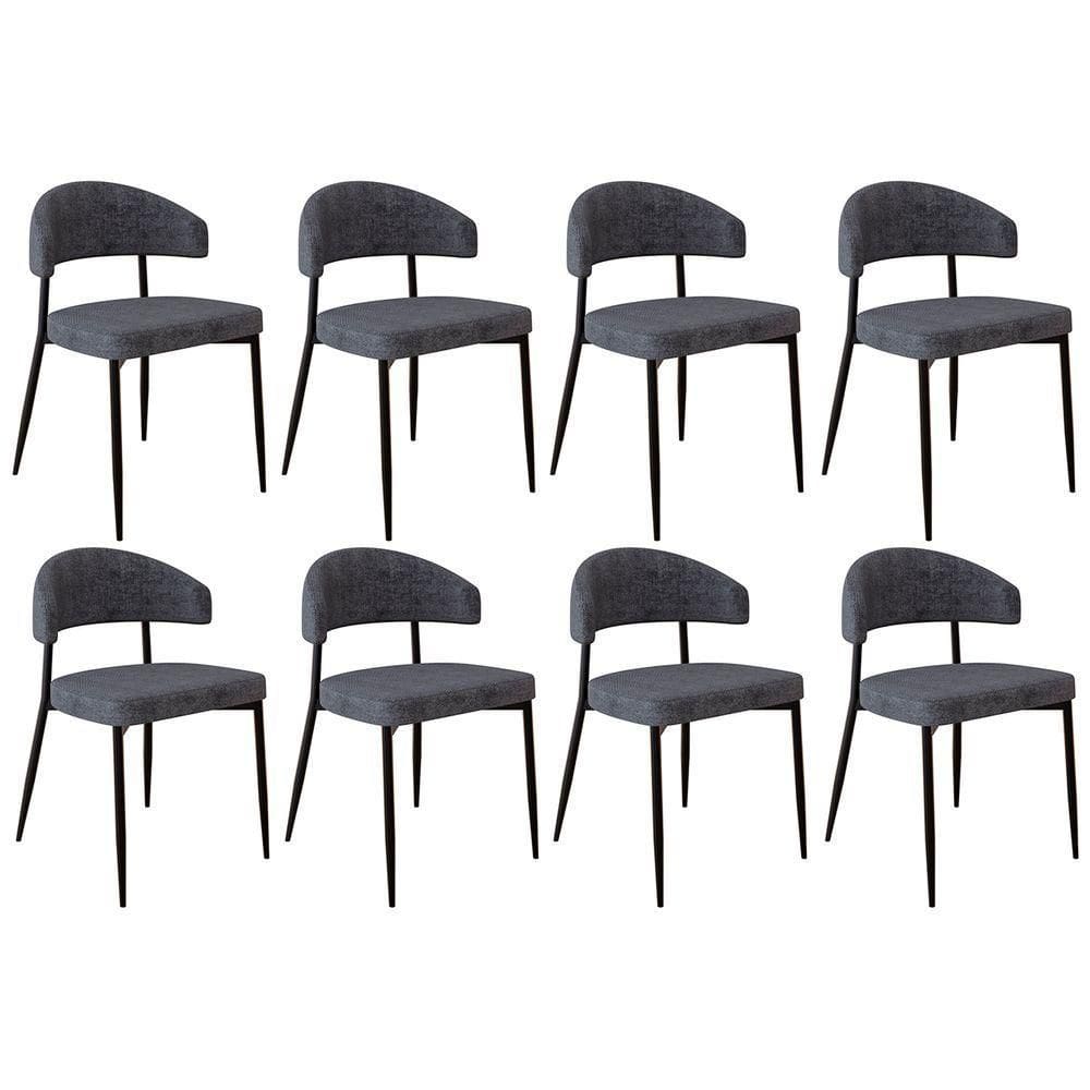 Cadeira De Jantar Estofada Kit 8 Chloe M25 Linho Lautrec Grafite - Mpozenato