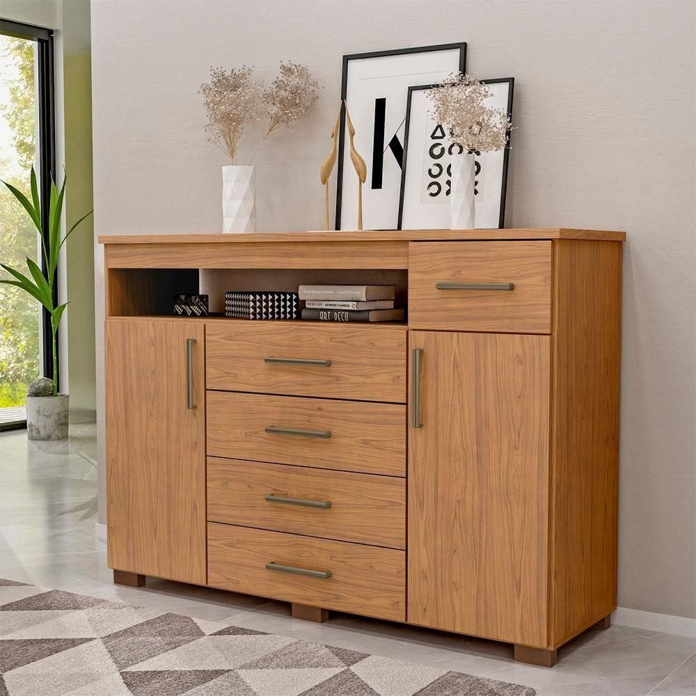 Comoda 5 Gavetas 2 Portas 152 Cm Ols Co008 Freijo Mxm