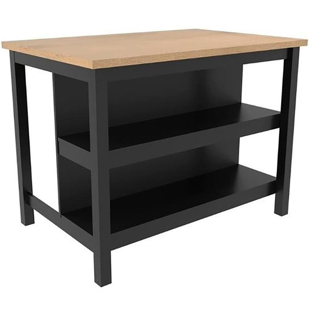 Bancada Ilha Cozinha 2 Prateleiras 120x80 Cm Cd1019 Preto Dtall