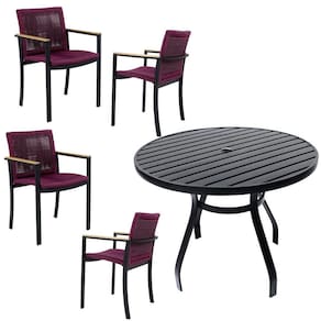 Jogo De Mesa Ripada 1,00m 4 Poltronas Amélia Corda Náutica Para Jantar Jardim Piscina Vinho