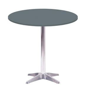 Mesa Delta Em Alumínio 75 Cm (alt) Base Em X Tampo Mdp Redondo 80 Cm (larg) X 2,50 Cm (alt) Grafito