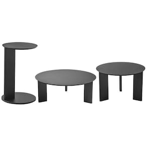 Kit 02 Mesas De Centro E 01 Mesa Lateral Pés Madeira Bulat A03 Nero Preto - Lyam Decor