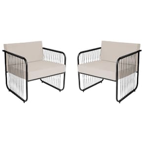 Conjunto 2 Poltronas área Externa Fibra Sintética Córdova Preto-branco