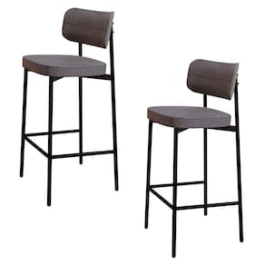 Banqueta Alta Bar Estofada Kit 2 Ella M25 Linho Cinza - Mpozenato