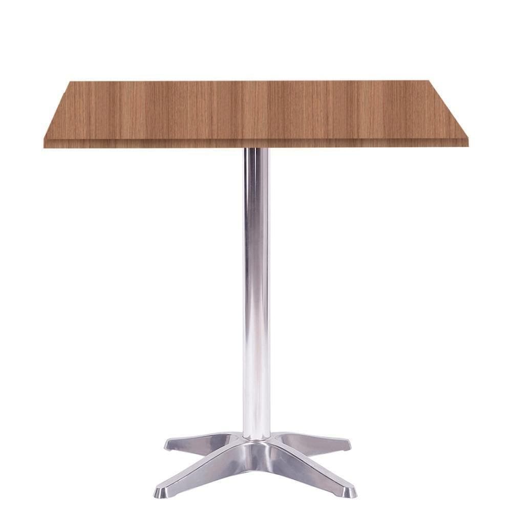 Mesa Delta Em Alumínio 75 Cm (alt) Base Em X Tampo Mdp Quadrado 60 Cm (larg) X 2,50 Cm (alt) Noce Na