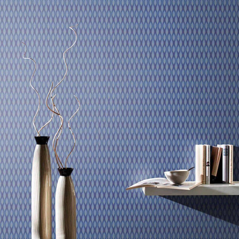 Papel De Parede Fusion Movimento Azul Brilho - Rolo 10m X 0,53m