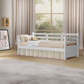 Cama Solteiro Babá Madeira Rústica Enjoy Mona Mais Nicho - Branco - Branco