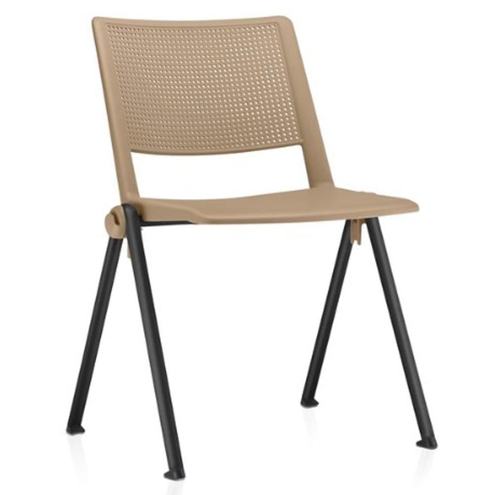 Cadeira Empilhável Fixa Lift F02 Base Aço Preto Nude - Lyam Decor