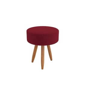 Puff Decorativo Redondo Sofisticado Sala De Estar Moderno Marsala