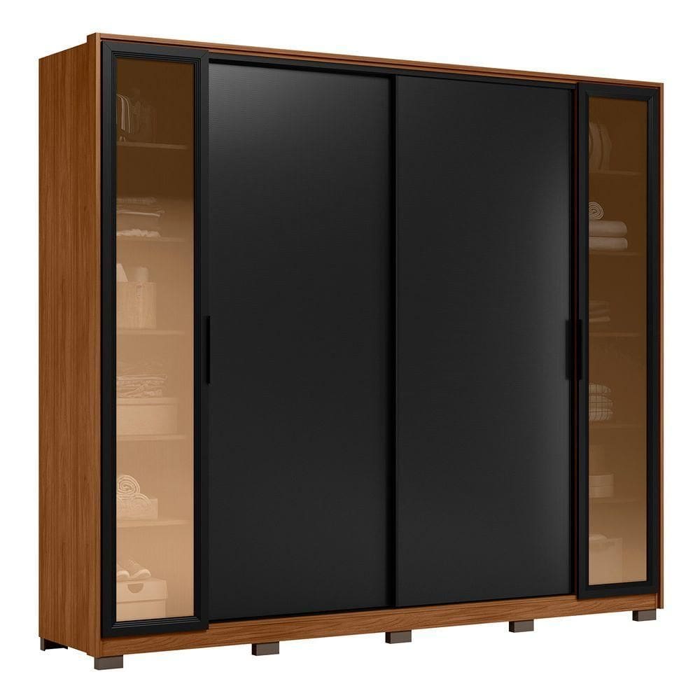 Guarda Roupa Casal 267cm Loreto D02 Nogueira/preto - Mpozenato