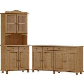 Cristaleira 4 Portas E Balcao 2 Portas Madeira Maciça Freijo Milani Store