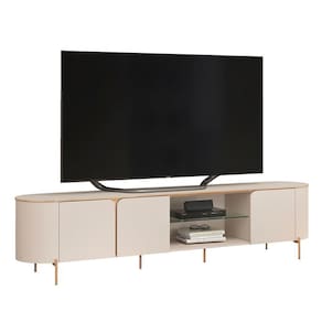 Rack Bancada De Tv 75 Pol 241cm Ariane D04 Off White/dourado - Mpozenato