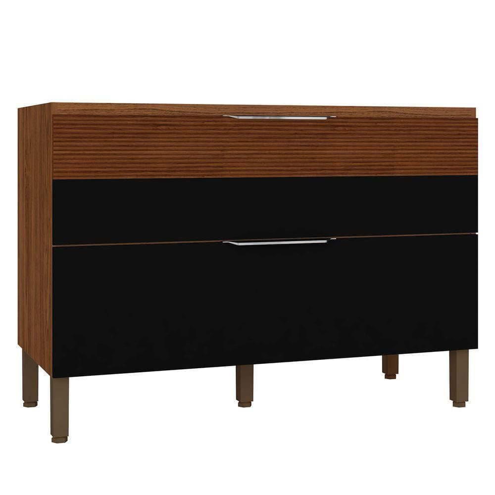 Balcão De Cozinha 120cm 1 Porta Dora Z06 Nogueira/preto - Mpozenato