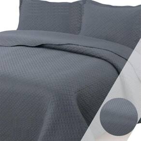 Colcha King Bouti Dupla Face 03 Peças Cinza 100% Poliéster