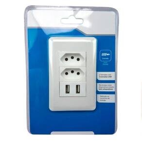 Tomada Usb Branco Universal Entrada Dupla Bivolt