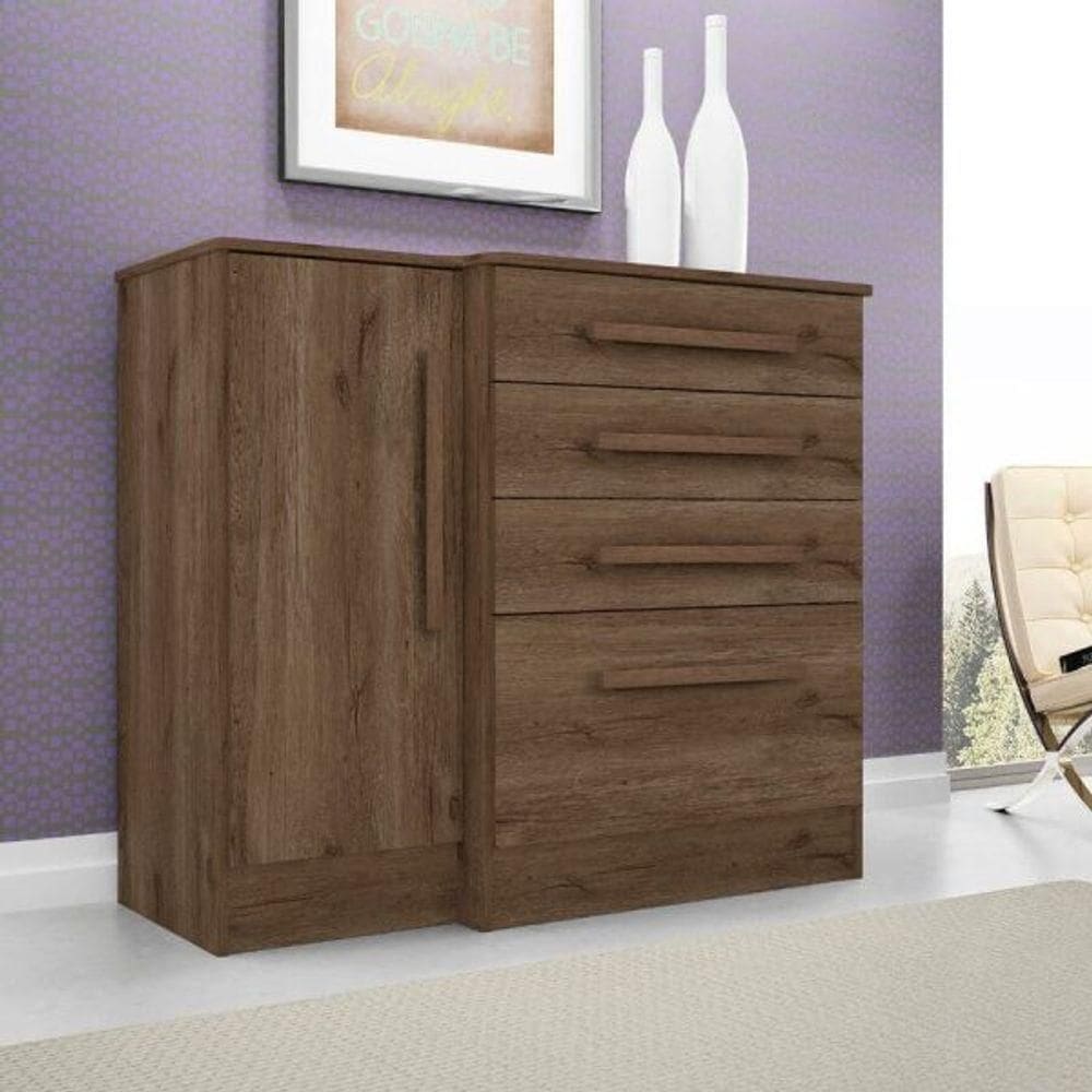 Comoda Sapateira 4 Gavetas Luna Ebano Toque Rustico